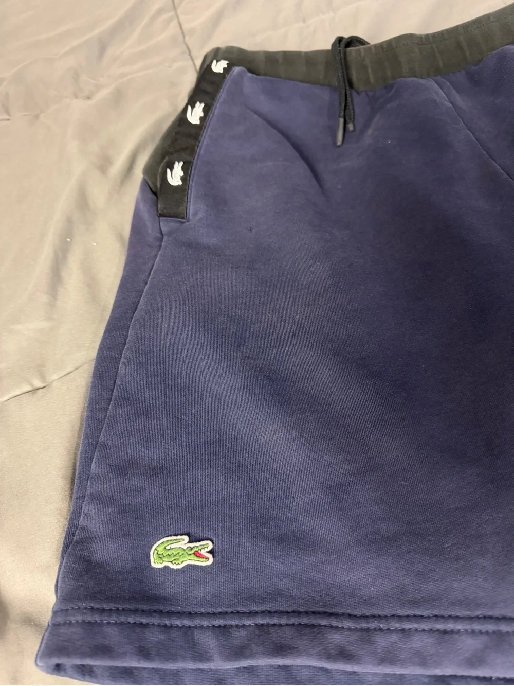 Lacoste Men’s Blue Fleece Drawstring Athletic Shorts Size L
